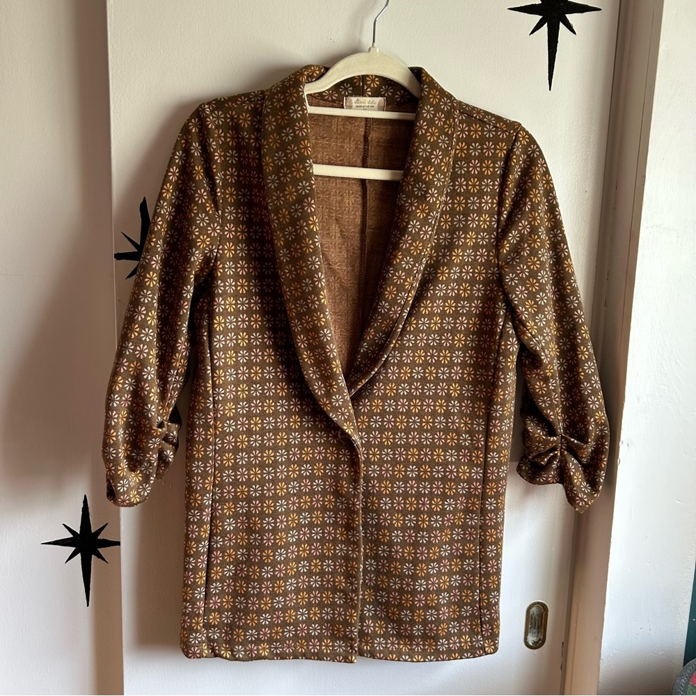 Brown Retro-Patterned Blazer
